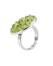 Anillo plateado olivina adaptable redondo